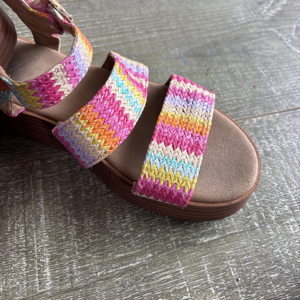 Blowfish Malibu Platform Sandals Sz 5M Rainbow Snap & Buckle Closure Open Toe - Picture 5 of 15